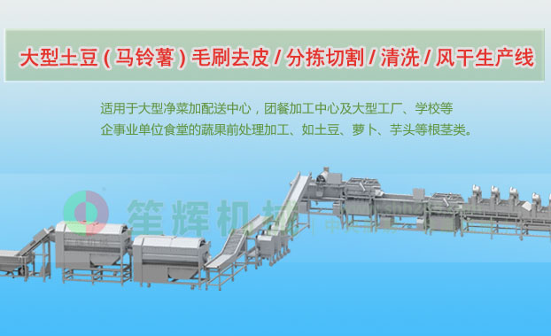 淮安连续式土豆去皮清洗切割风干生产线